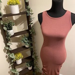 Mauve skin tight rouche dress